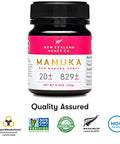 New Zealand Honey Co. Raw Manuka Honey UMF 20+ | MGO 829+ 4.4oz, UMF Certified & Bamboo Spoon 12cm