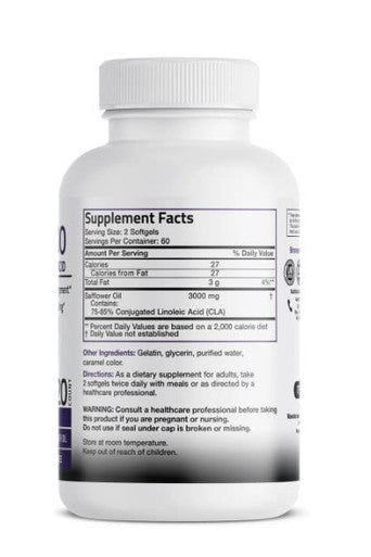 Bronson CLA 3000 Extra High Potency Supports Healthy Weight Management Lean Muscle Mass Non-Stimulating Conjugated Linoleic 120 Softgels