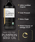 Carlyle Pumpkin Seed Oil 16oz Organic Cold Pressed | Extra Virgin | Vegetarian, Non-GMO, Gluten Free | Safe for Cooking | Great for Hair and Face