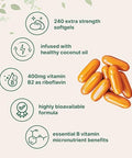 Vitamin B2 Riboflavin 400Mg 240 Softgels With Coconut Oil Highly Bioavailable Extra Strength Vitamin B Energy Supplements Essential B Vitamins For Women and Men NonGmo Gluten