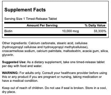 Swanson Biotin - Timed-Release 10000 mcg 60 Tabs 2 Pack