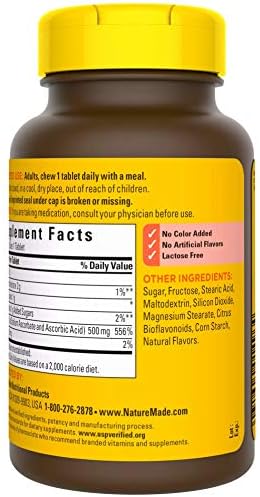 Nature Made Chewable Vitamin C 500 Mg Tablets 60 Count To Help Support The Immune System (Pack Of 3)