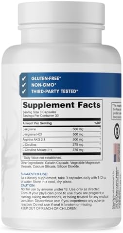 Bucked Up Nitric Oxide Booster â€“ 2250 Mg Lâ€‘Arginine & Lâ€‘Citrulline Supports Pump & Endurance 90 Capsules (30 Servings)