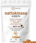 Micro Ingredients Nattokinase 240 Softgels 200Mg (4000 Fu) Per Serving 7-In-1 Ultra Absorption Cardiovascular Supplement With Coq10 Bromelain Turmeric Ginger Olive Leaf & White Willow Bark