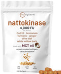 Micro Ingredients Nattokinase 240 Softgels 200Mg (4000 Fu) Per Serving 7-In-1 Ultra Absorption Cardiovascular Supplement With Coq10 Bromelain Turmeric Ginger Olive Leaf & White Willow Bark