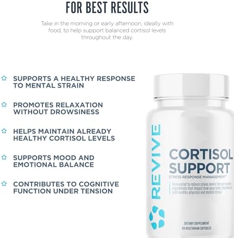 Revive Md Cortisol Manager 90 Vegetarian Capsules - Cortisol Supplement With Magnesium & L-Theanine Support Health Focus Energy Fatigue & Adrenal Gland Function - Vegan & Gluten-
