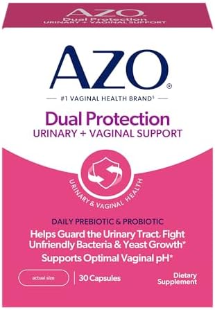 Azo Dual Protection Urinary + Vaginal Support Prebiotics And Probiotics For Women Starts Working Within 24 Hours Nongmo 30 Count