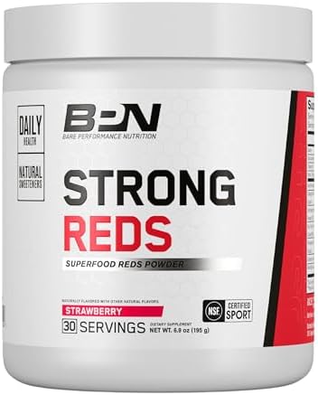 Bare Performance Nutrition Bpn Strong Reds Superfood Powder Digestive Enzymes Antioxidants Improved Natural Energy 30 Servings Strawberry
