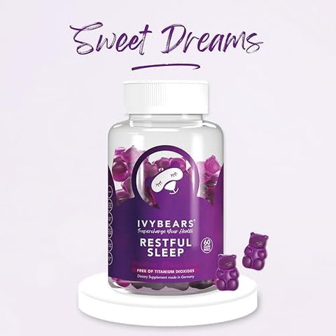 IvyBears Vibrant Skin and Restful Sleep Gummies Hyaluronic Acid Collagen Melatonin LTheanine and Lemon Balm Vegan Beauty and Sleep Support 2Pack Bundle