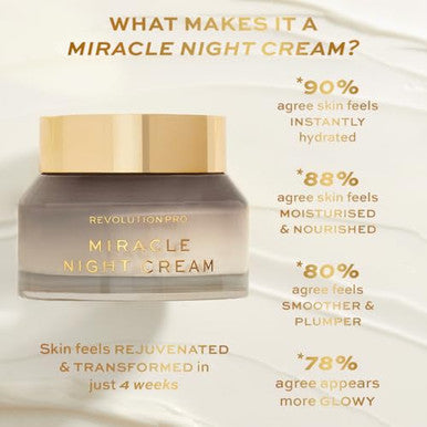 Revolution Beauty London Pro Miracle Night Cream Overnight Face Cream Helps To Smooth & Plump Skin With Retinol & Vitamin E 1.69 Oz