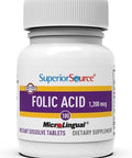Superior Source Folic Acid Vitamin B9 1200 Mcg Microlingual Instant Dissolve Tablets Under Tongue Melts, 100 Count