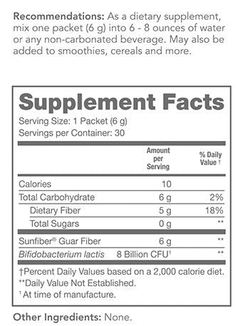 Tomorrow's Nutrition Sunfiber GI - Prebiotic Fiber & Probiotic Blend, 30 Servings