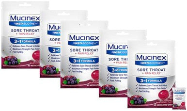Mucinex Instasoothe Sore Throat Relief Sore Throat Lozenges Sore Throat Medicine With Hexylresorcinol Cough Drops Alternative 40 Elderberry & Wild Cherry Medicated Numbing Throat Drops