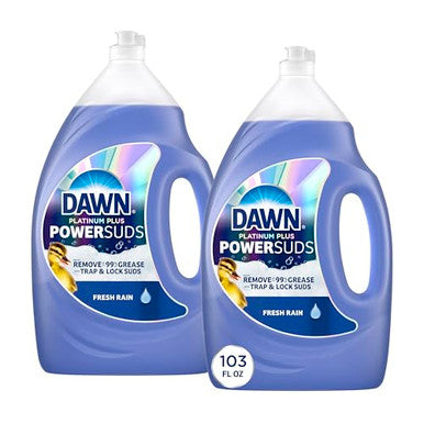 Dawn Platinum Plus Powersuds Dish Soap Liquid Dishwashing Liquid Dish Detergent Fresh Rain Scent 51.5 Fl Oz (Pack Of 2)