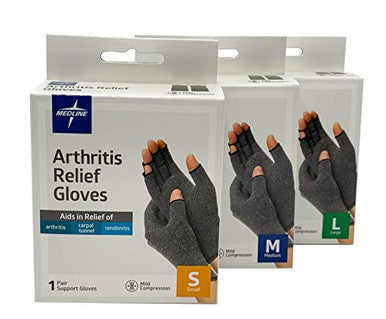 Curad Arthritis Relief Compression Gloves Large Gray 1 Pair