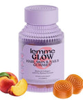 Lemme Glow Collagen Gummies For Thick Hair Strong Nails & Healthy Skin With Multi-Collagen Peptides Biotin Trace Minerals Zinc Vitamins A C & E Dairy & Gluten Free Peach Flavor 60 Ct