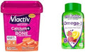 Viactiv Calcium Chews & Vitafusion Omega-3 Gummy Vitamins Bundle - 60 Calcium Chews For Bone Health + 120 Omega-3 Gummies For Heart Health