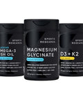 Sports Research Multivitamins Pack - Triple Strength Omega-3 Fish Oil 1250 160 Mg Chelated Magnesium Glycinate Vegan Vitamin D 5000Iu & Mk7 Vitamin K 100Mcg