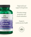 Swanson Calcium Citrate Plus Magnesium Mineral Supplement Promoting Strong Bones Energy Production and Muscle Relaxation May Support Cardiovascular Health (150 Capsules)