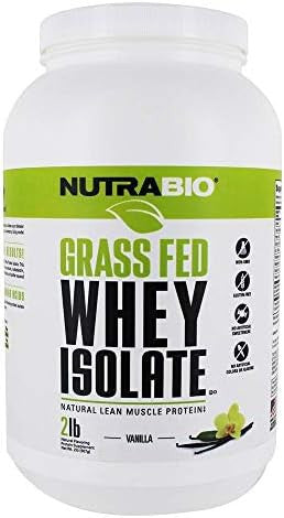 Nutrabio Grass Fed Whey Isolate Protein Powder 25G Of Protein Per Scoop Sugar Natural Lean Muscle Protein Supplement Vanilla 2 Pounds 29 Servings