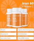 Celebrate Vitamins Iron Supplement With Vitamin C - 60Mg Iron, 60Mg Vitamin C, Bariatric Vitamins For Wls Patients, Vertical Sleeve & Gastric Bypass Surgery (90 Capsules)