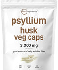 Micro Ingredients Psyllium Husk Capsules 3000Mg 500 Veg Caps Soluble Fiber Supplement For Women & Men Natural Prebiotics & Probiotics Fiber Supplements For Gut & Digestive Health Non-Gmo