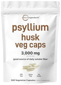 Micro Ingredients Psyllium Husk Capsules 3000Mg 500 Veg Caps Soluble Fiber Supplement For Women & Men Natural Prebiotics & Probiotics Fiber Supplements For Gut & Digestive Health Non-Gmo