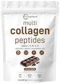 Micro Ingredients Multi Collagen Peptides Powder 2Lb Type I Ii Iii V X Biotin Vitamin C & Hyaluronic Acid Chocolate Flavor Supports Hair Skin & Joint Health Keto Non-Gmo