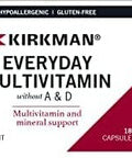 Kirkman - Everyday Multivitamin Without Vitamins A & D - 180 Capsules - Comprehensive Multivitamin - Mineral Support - Hypoallergenic
