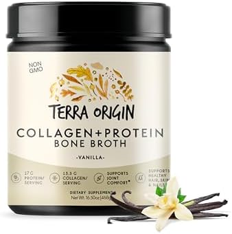 Terra Origin Collagen Peptides Powder Bone Broth Hydrolized Collagen Type I And Iii Protein Supplement For Women And Men Hair Skin Nail And Joint Support Vanilla (20 Servings)