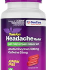 Gencare Tension Headache Relief Pain Reliever With Acetaminophen 500 Mg & Caffeine 65 Mg (200 Caplets) Best Value Bulk Extra Strength For Head Migraine Joint Pain & Body Ache Relief Medicine