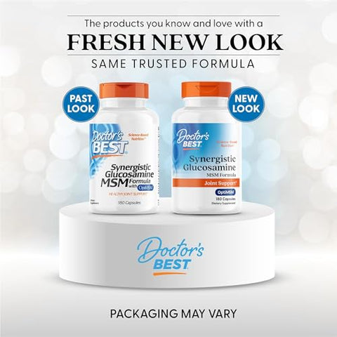 Doctor'S Best Synergistic Glucosamine With Msm Formula - Joint Health Support Supplement For Women & Men Features Vitamin C Potassium & Chloride Non-Gmo Gluten Free Soy Free 180 Capsules