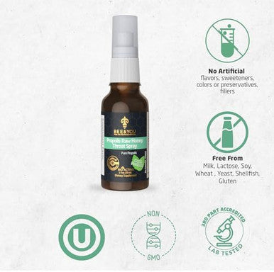 Bee And You Bundle: Propolis Shot With Vitamin C D3 And Zinc With Propolis Raw Honey Throat Spray Ultra Pure 100% Natural Immune Support Superfood