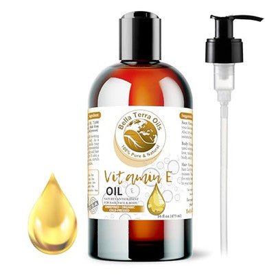 Bella Terra Oils - Organic Vitamin E Oil 4Oz - Unveiling Organic Wheat Germ'S Organic Vitamin Excellence Rich In D-Alpha Tocopherol & Fatty Acids Essence Of Skin Nourishment