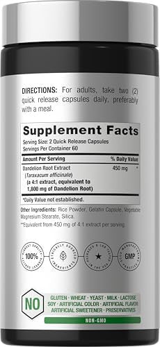 Horbaach Dandelion Root Supplement 120 Capsules