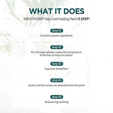 Meditherapy Stay Cool Healing Patch (8Ea) Korean Foot Pads For Relaxing Foot Patches Detoxing Pads All Natural Herb Remedy Stress Relief