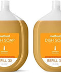 Method Gel Dish Soap Refill Clementine Recylable Bottle Biodegradable formula 54 Fl Oz (Pack of 2)