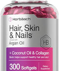 Horbaach Hair Skin and Nails Vitamins 300 Softgels with Biotin and Collagen Infused with Argan Oil and Coconut Oil NonGMO Gluten Free Supplement