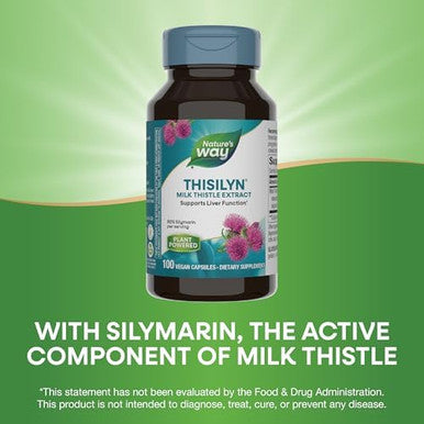 Nature'S Way Thisilyn With Standardized Milk Thistle Extract, Supports Liver Function, Silymarin, Vegan, 100 Capsules (Packaging May Vary)