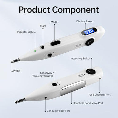 Leawell Electronic Acupuncture Pen Meridian Acupoints Finder Electric Acupressure Point Muscle Massage Pulse Therapy Tool For Pain Relief Rechargeable