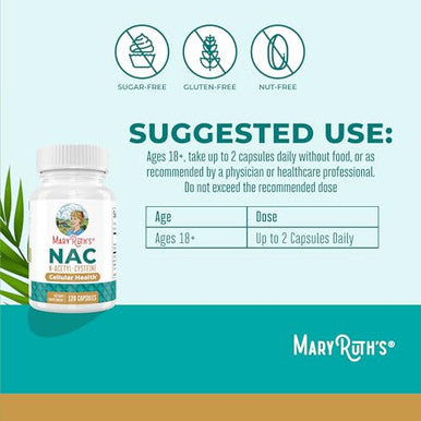 Maryruth's N Acetyl Cysteine Capsules 120 Count 1000Mg