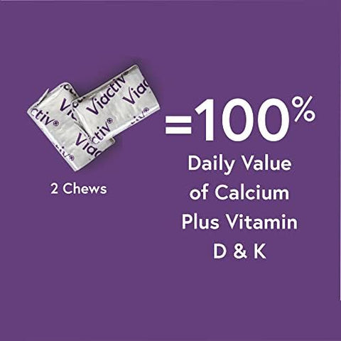 Viactiv Calcium Plus Vitamin D Supplement Soft Chews Brown Milk Chocolate 180 Count & Vitafusion Fiber Well Sugar Fiber Supplement Peach Strawberry And Blackberry Flavored