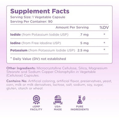 Clear Formulas High Potency Potassium Iodine Supplement - Potassium Iodide Usp And Free Iodine Capsules 12.5Mg Precise Dosage Blend - Capsule Alternative To Lugol'S Supplement For Thyroid Energy & Immunity (3 Month)