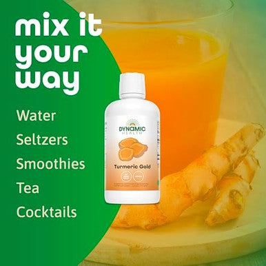 Dynamic Health Turmeric Gold 100% Juice Turmeric Supplement No Additives Joint Support Antioxidant Inflammation Vegan Gluten Nongmo 32 Fl Oz