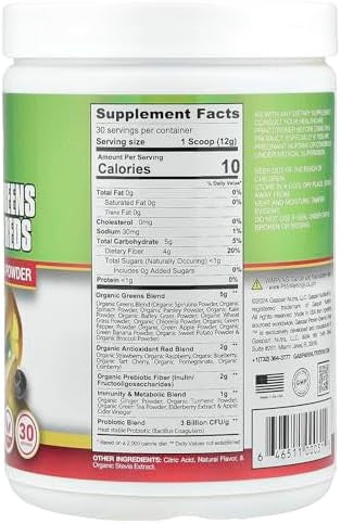 Gaspari Nutrition Greens And Reds: Organic Superfood Powder Immune Support Probiotics And Fiber Vegan And Nongmo (30 Servings Natural Fruity)