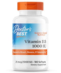 Doctor'S Best Vitamin D3 1000 Iu Softgels For Men & Women - Vitamin D Supplement For Immune System & Heart Health Support 25 Mcg Per Serving Vit D 3 Non Gmo Gluten & Soy Free 180 Softgels
