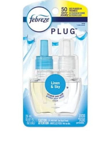 Febreze Odor-Fighting Fade Defy Plug Air Freshener -Linen And Sky 0.87 Oz- 0.87 Fl Oz/ 1 Count Starter Kit