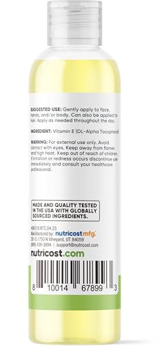 Nutricost Essentials Vitamin E Oil (8 Ounces / 230000 Iu) Vitamin E Oil For Skin Hair And Nails