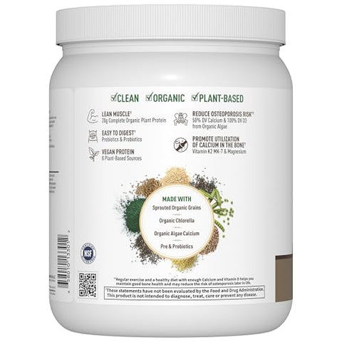 Garden Of Life Organic Vegan Protein Powder 20G Plant Based Protein With Calcium D3 K2 Mk-7 & Magnesium For Bone Strength Prebiotics & Probiotics For Digestion Brownie Bites Flavor 14 Servings