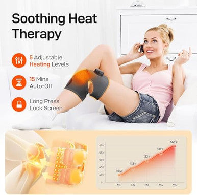 Gobok 8 Modes&20 Intensities Cordless Knee Massager With HeatKnee Brace For Arthritis Pain ReliefMuscle RelaxationHeating Pad For Knee Shoulder Elbow For Father (Pink)